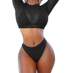 Three piece black bikini